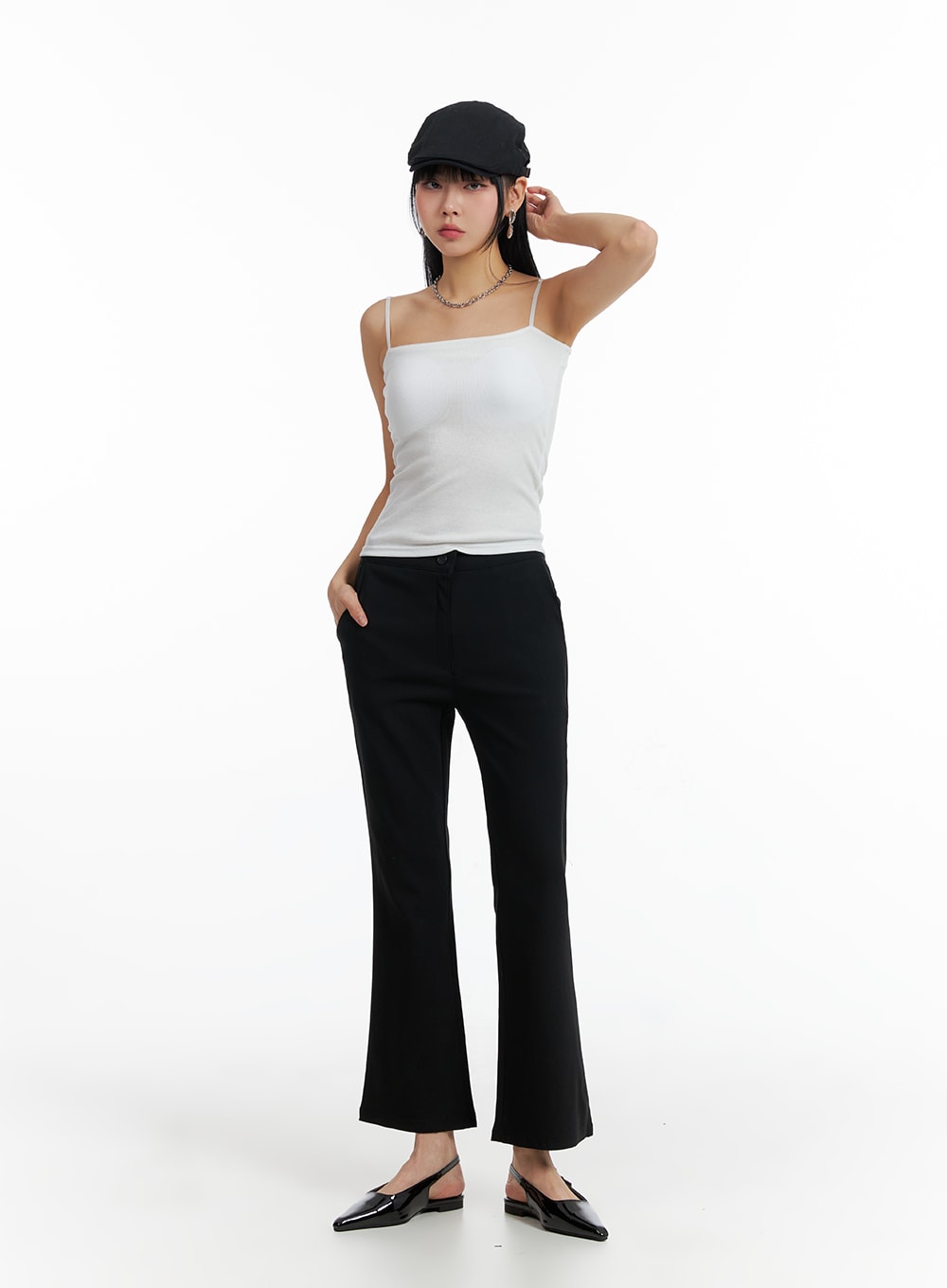 High Waist Solid Flared Trousers IF402