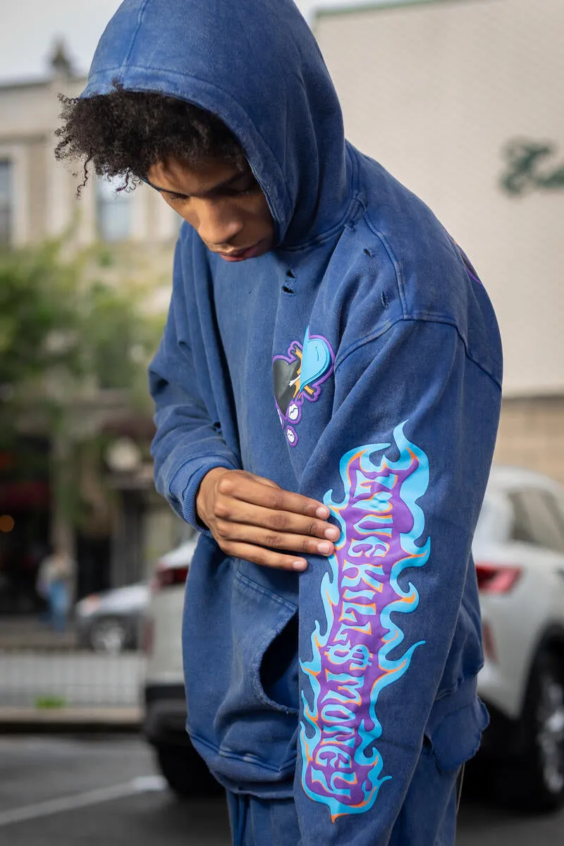 HUDSON LOVE KILLS MONEY HOODY 385GSM (469) 'BLUE ACID'