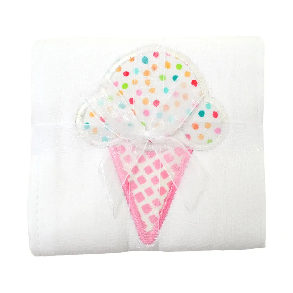 Ice Cream Applique Burp Cloth