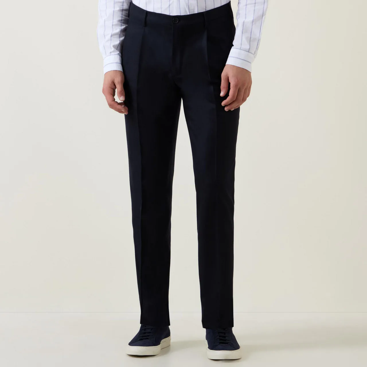 INCOTEX Mid-Rise Slim Fit Formal Trousers - Navy