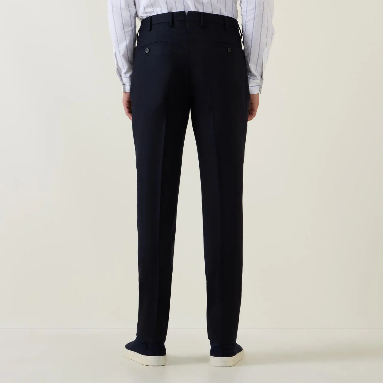 INCOTEX Mid-Rise Slim Fit Formal Trousers - Navy