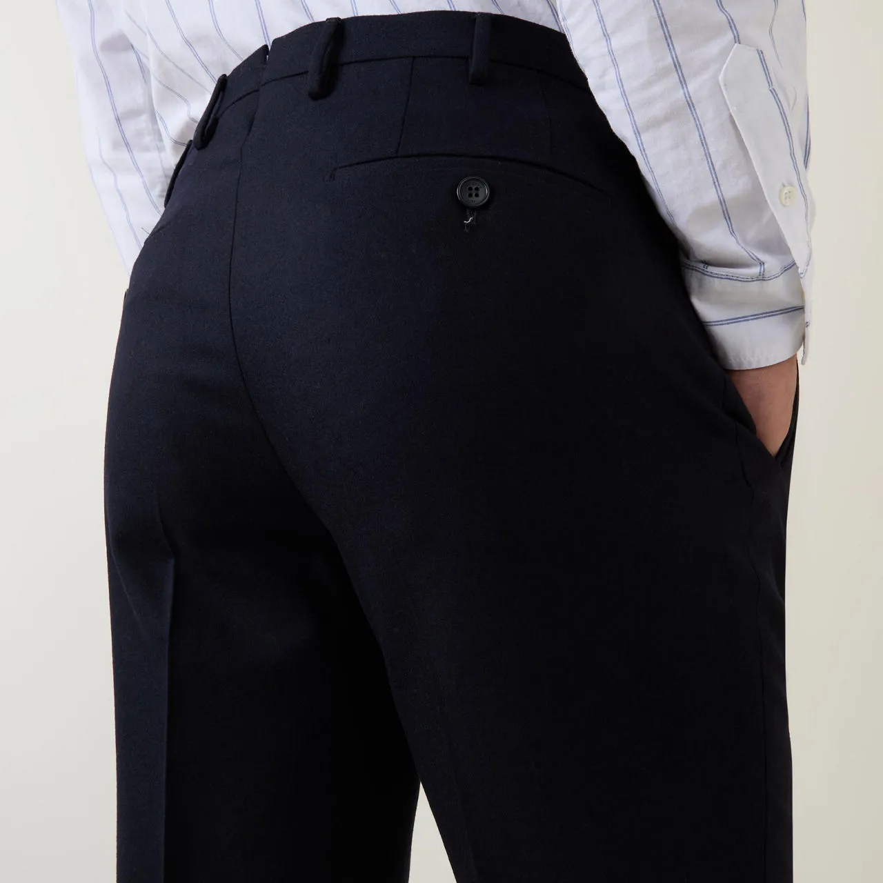 INCOTEX Mid-Rise Slim Fit Formal Trousers - Navy