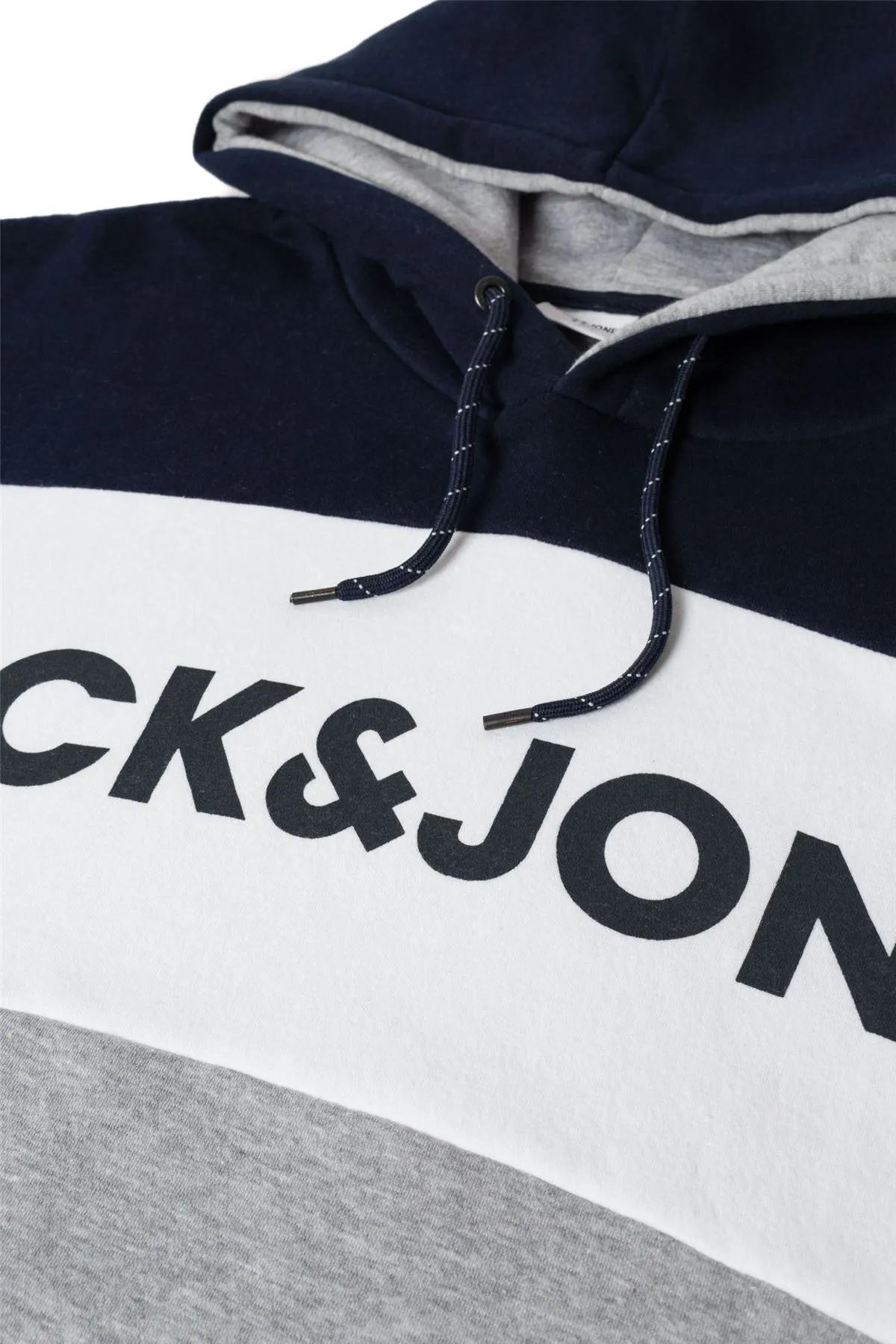 Jack & Jones Logo Cut And Sew Overhead Hoody - Navy