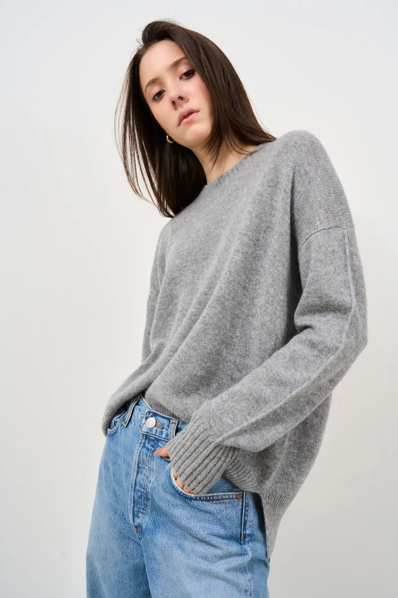 Maglione donna girocollo morbido grigio