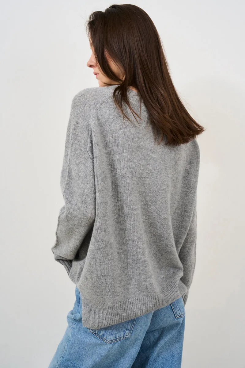 Maglione donna girocollo morbido grigio