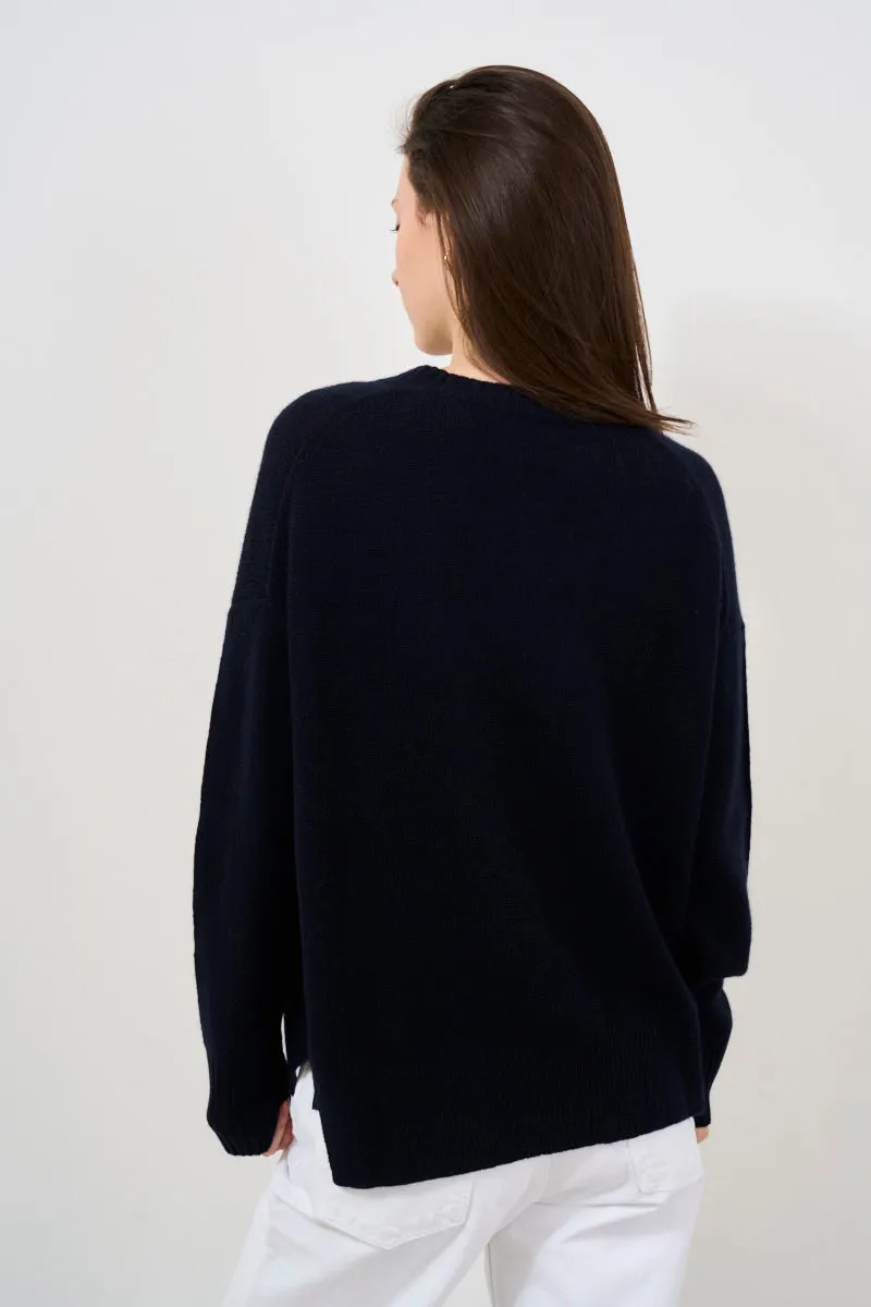 Maglione donna girocollo navy