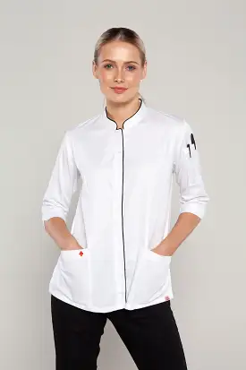 Mel 3/4 sleeves White women's chef jacket