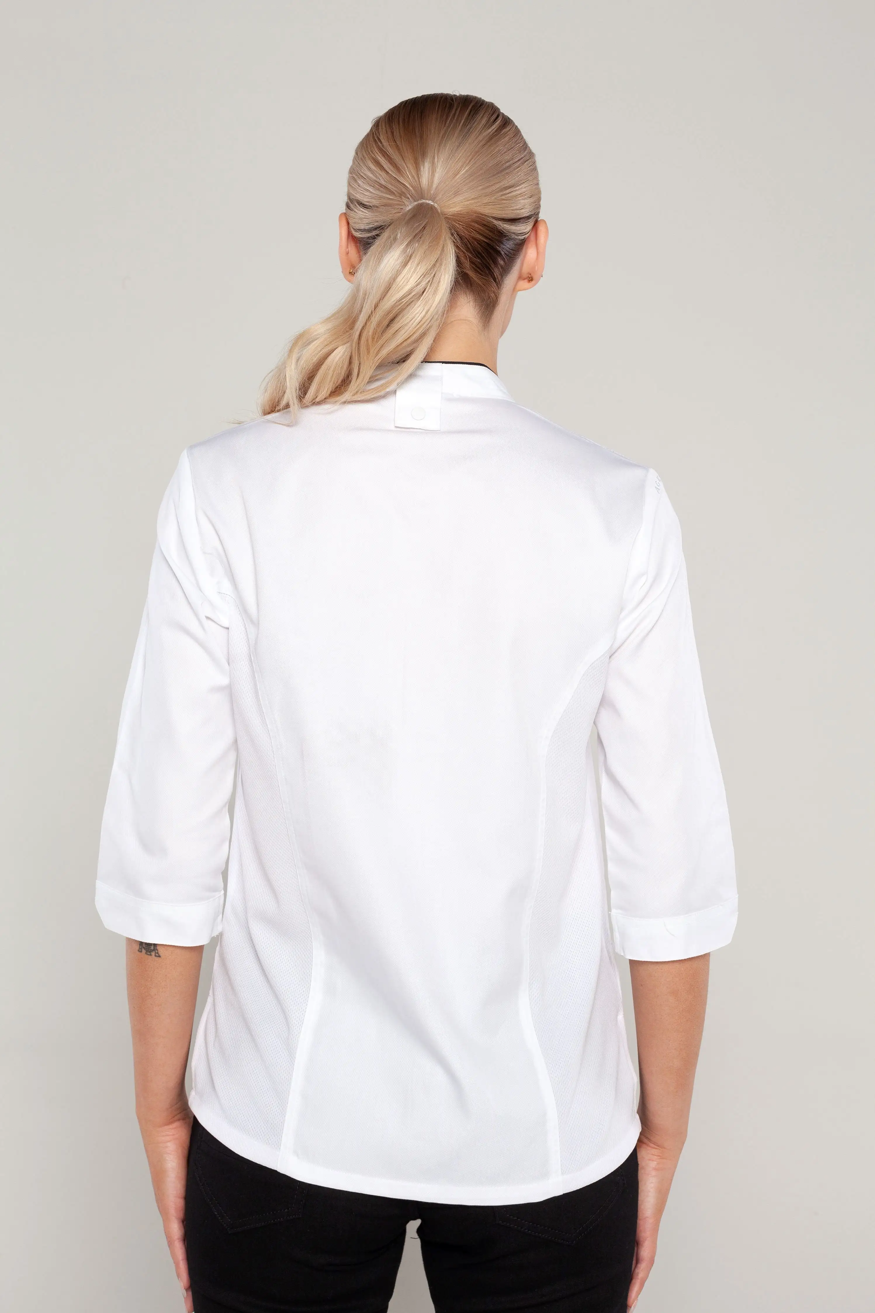 Mel 3/4 sleeves White women's chef jacket