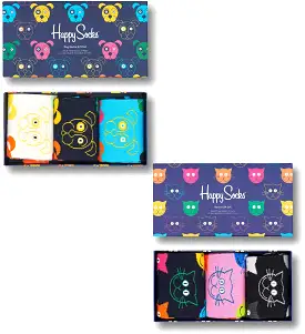 Mens Happy Socks Mixed Dog Gift Box - 3 Pack