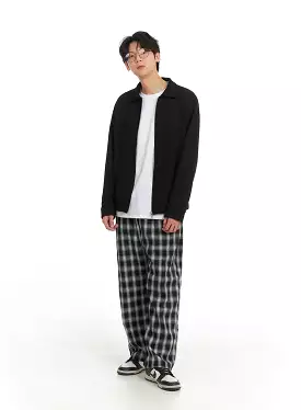 Men's Wide Fit Gingham Trousers IA401