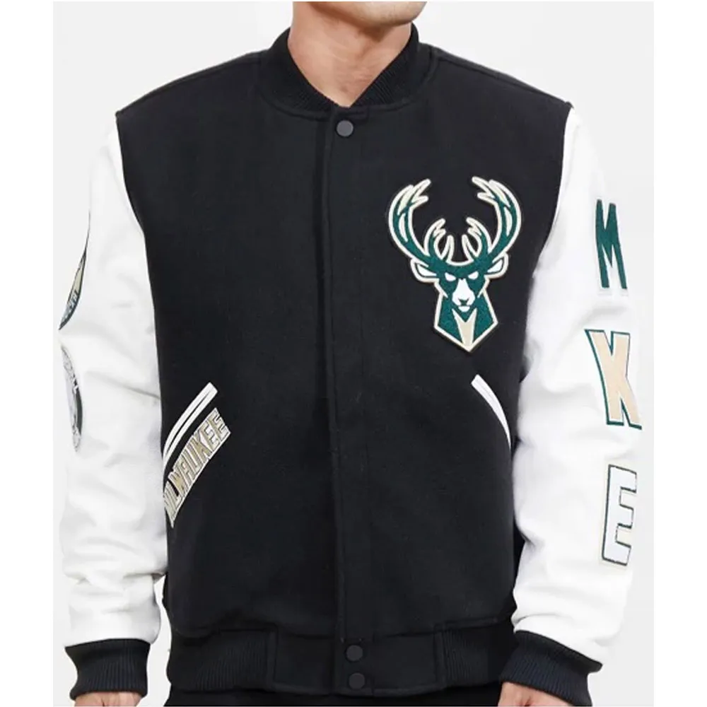 Milwaukee Bucks Black Letterman Jacket