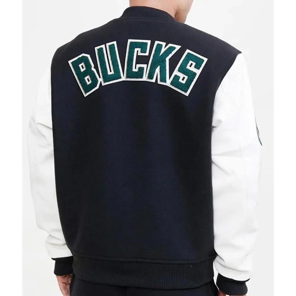 Milwaukee Bucks Black Letterman Jacket