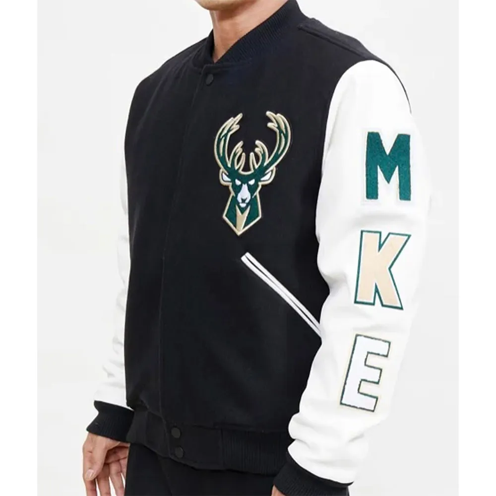 Milwaukee Bucks Black Letterman Jacket