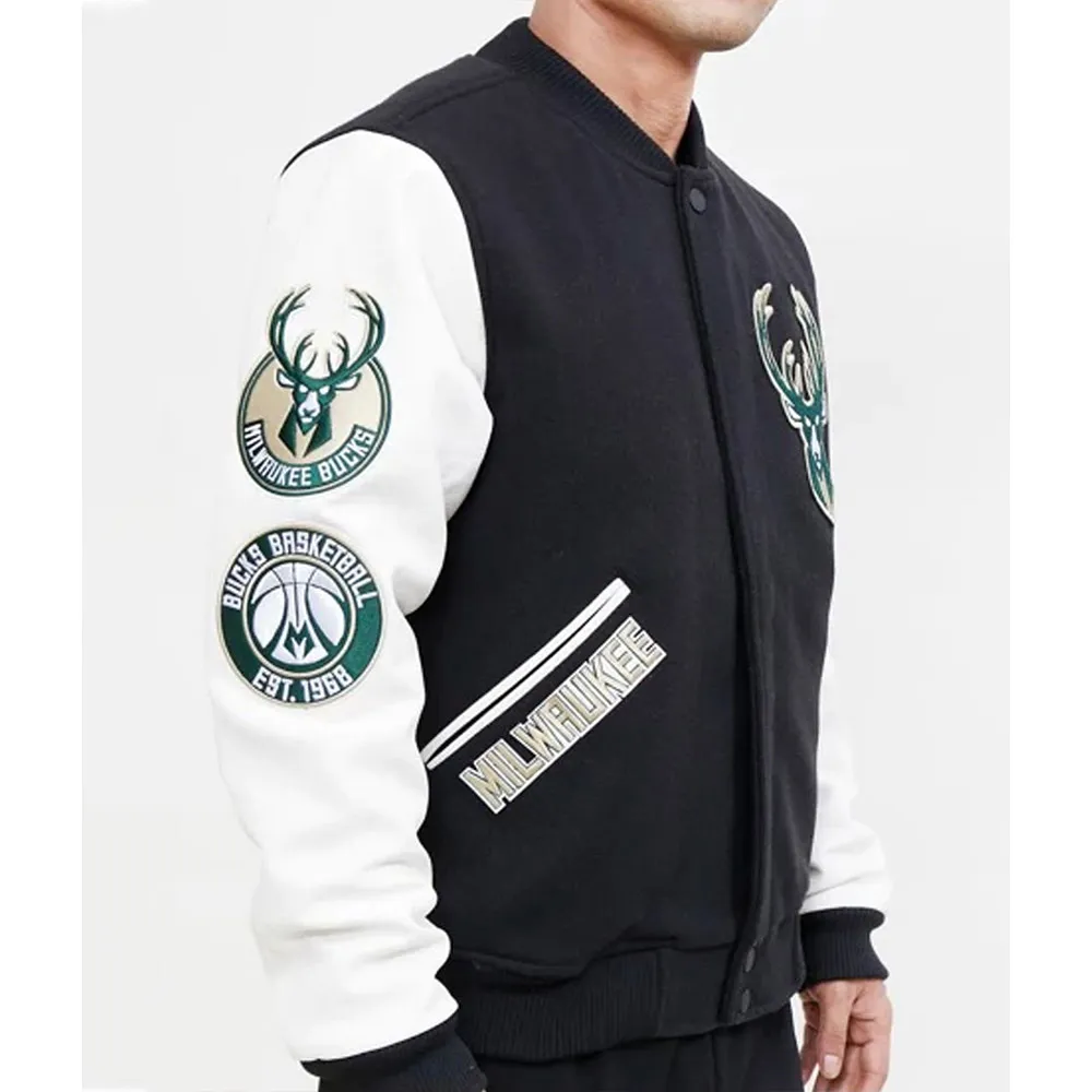 Milwaukee Bucks Black Letterman Jacket