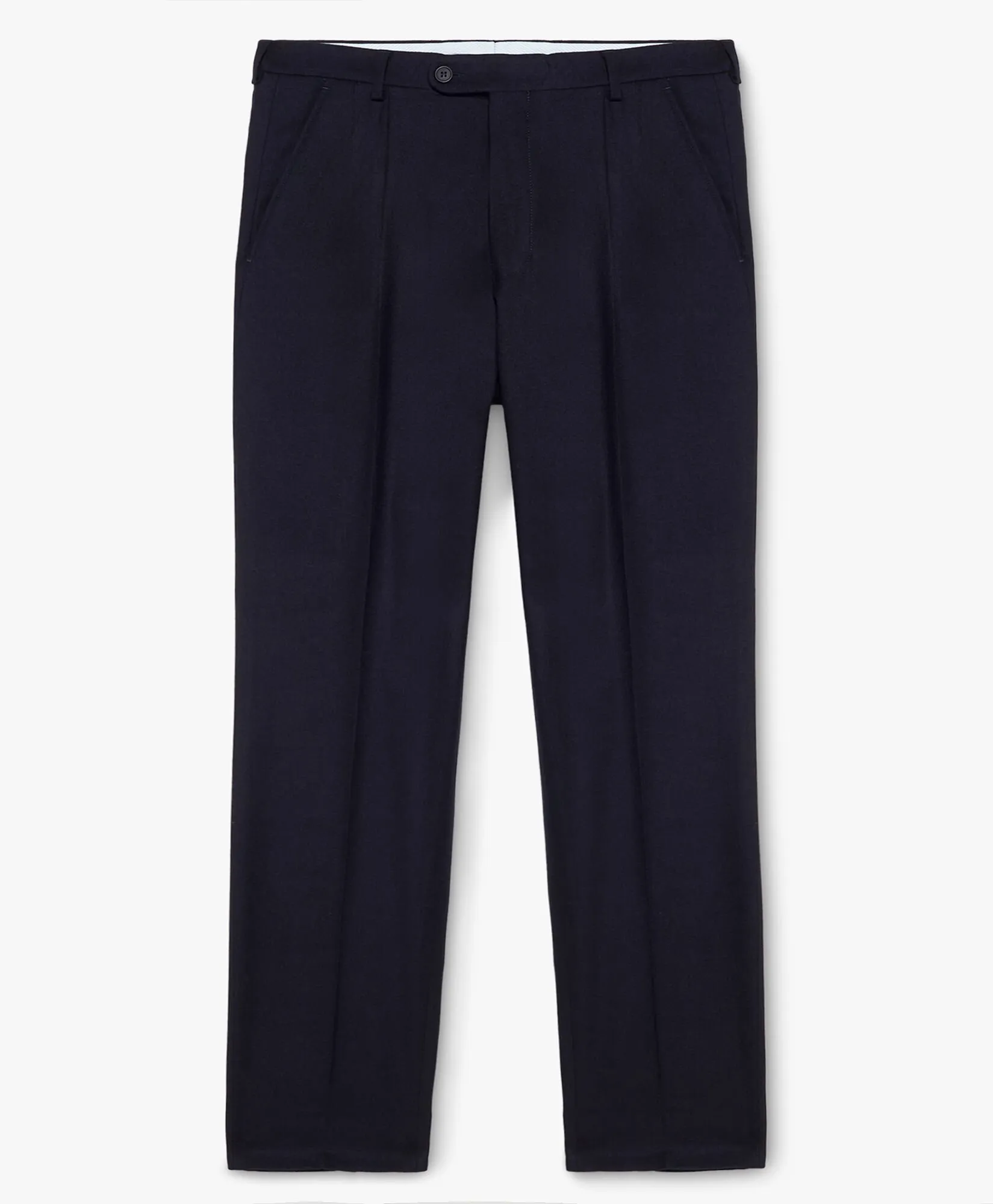 Navy Blue Wool Blend Regular Fit Trousers with Pleats in Navy for Men | Brooks Brothers® UK