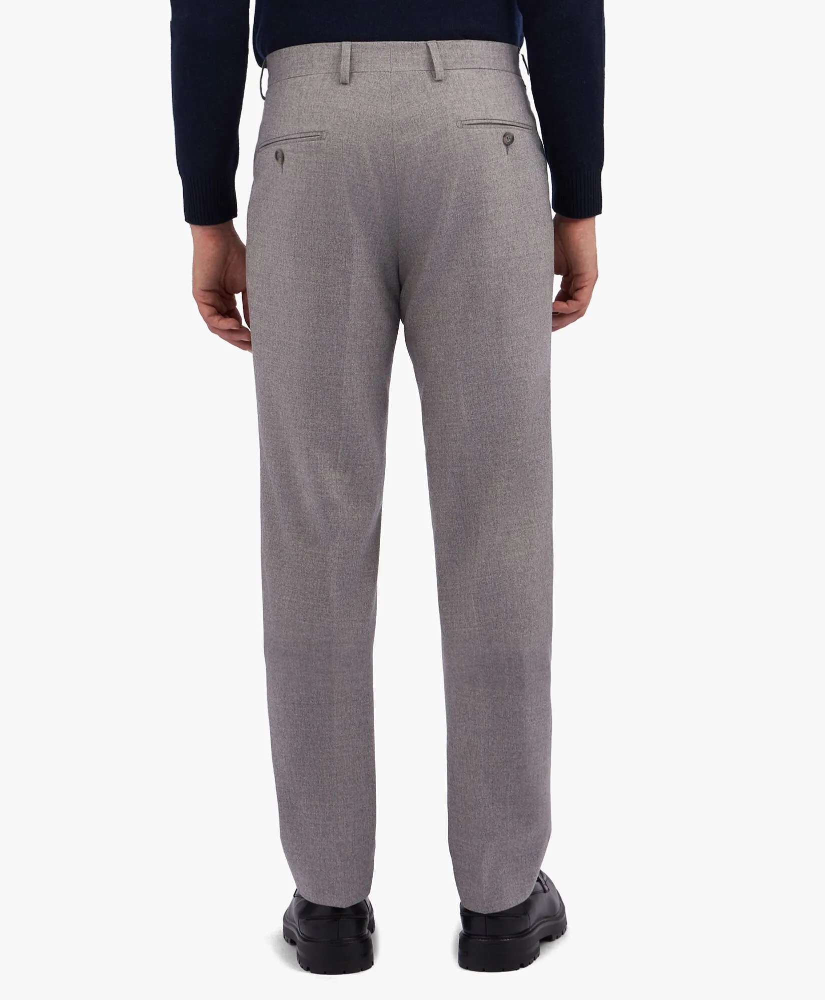 Navy Blue Wool Blend Regular Fit Trousers with Pleats in Navy for Men | Brooks Brothers® UK