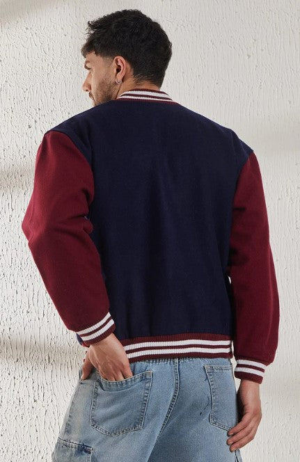 NAVY WOOLLEN LETTERMAN VARSITY JACKET