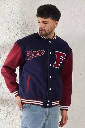 NAVY WOOLLEN LETTERMAN VARSITY JACKET