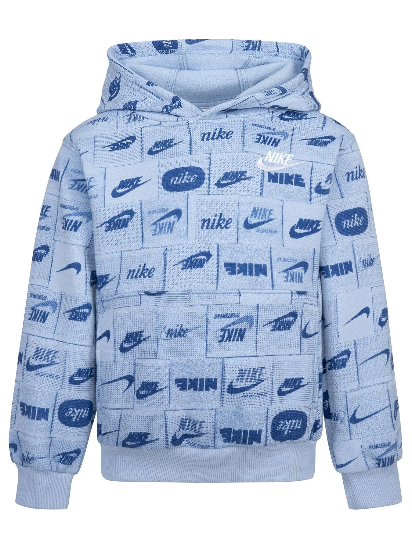 Nike Kids Boys Club All Over Print Overhead Hoodie - Blue