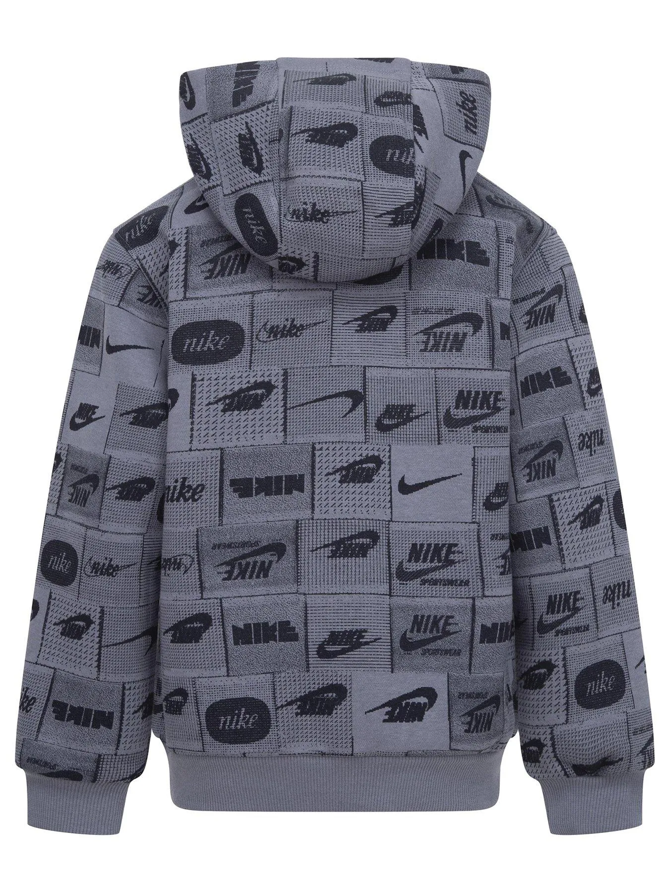 Nike Kids Boys Club All Over Print Overhead Hoodie - Grey