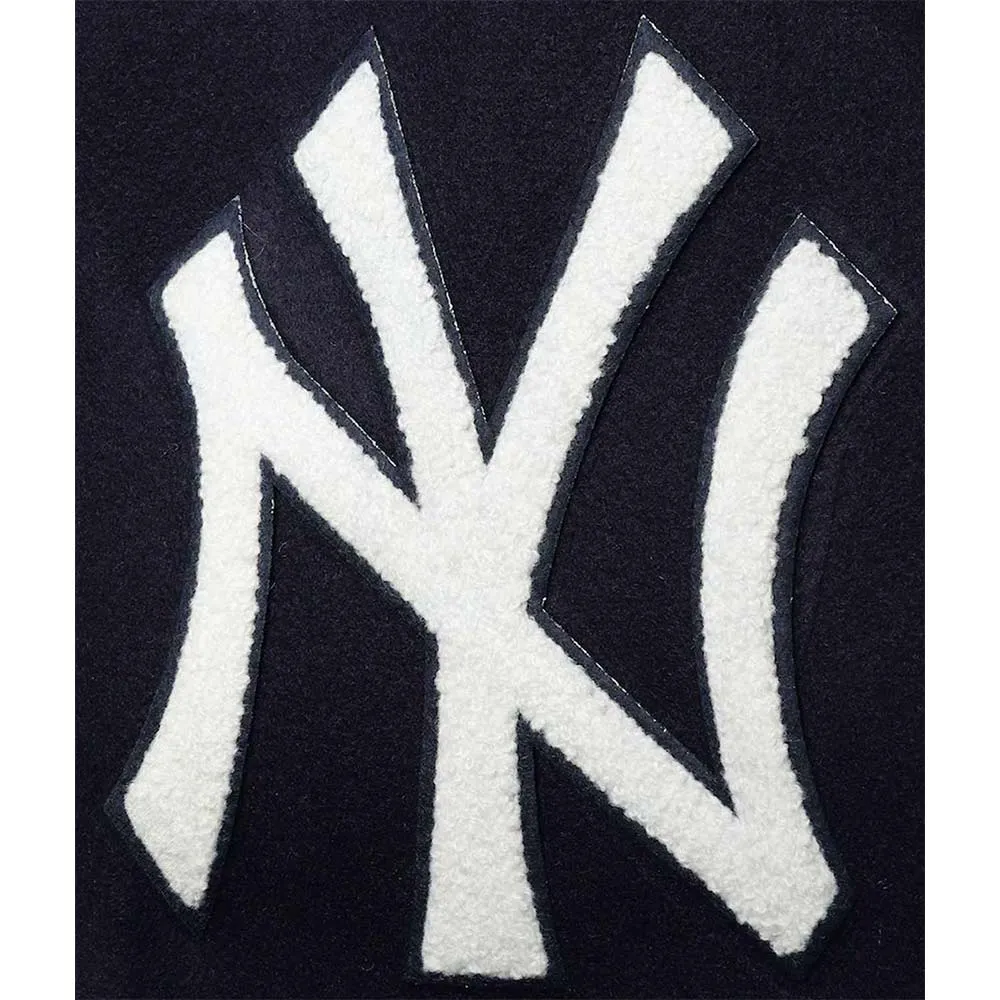 NY Yankees Navy Blue and White Letterman Jacket