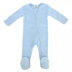 oh baby! Pointelle Zipper Footie - Sky Heather