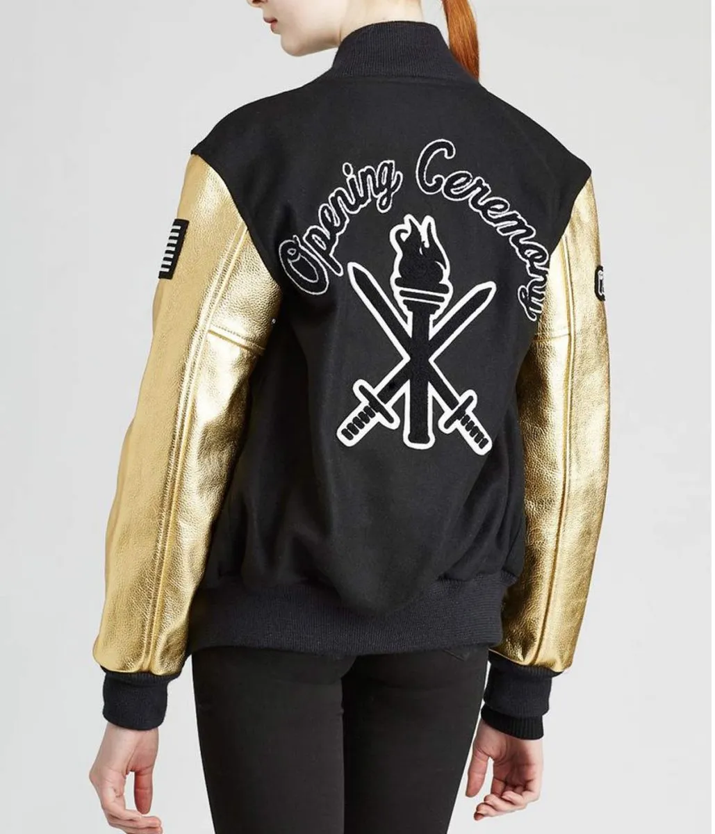 Opening Ceremony Beyonce Letterman Black and Golden Jacket