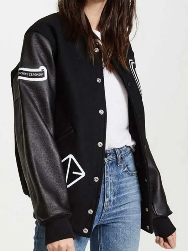 Opening Ceremony Black Letterman Jacket