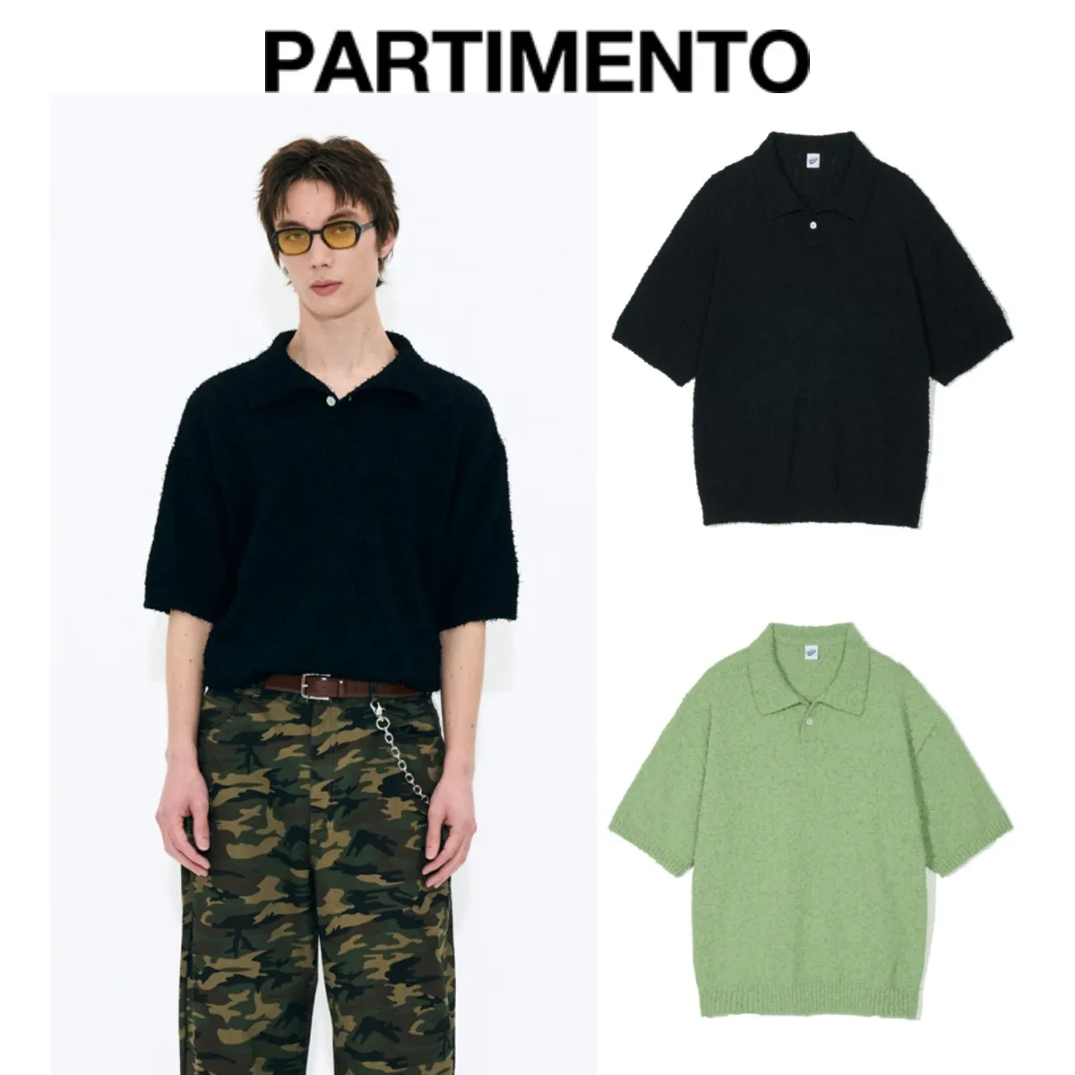 PARTIMENTO  |Unisex Street Style Knitted Polo Shirts Polos