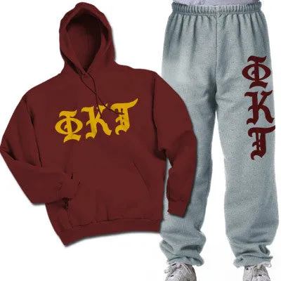 Phi Kappa Tau Hoodie and Sweatpants, Printed Old English Letters, Package Deal - CAD