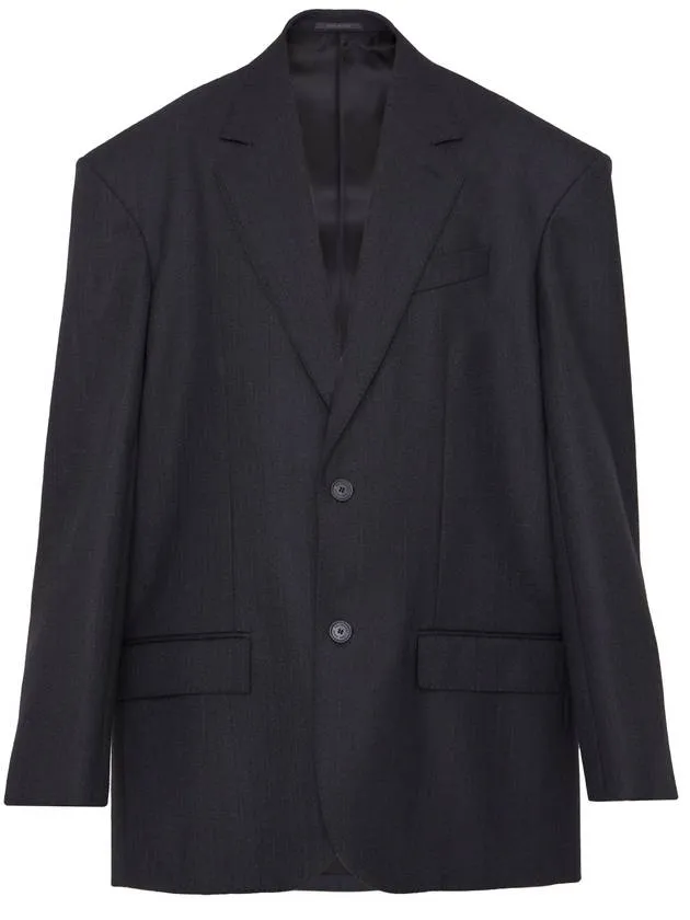 pinstripe wool blazer jacket black