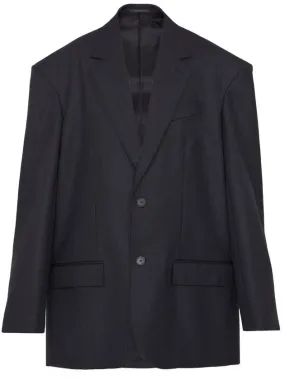 pinstripe wool blazer jacket black