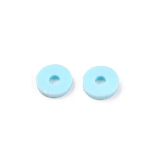 Polymer Clay Beads, Heishi Beads, Round, Pearlized, Light Sky Blue, 6mm