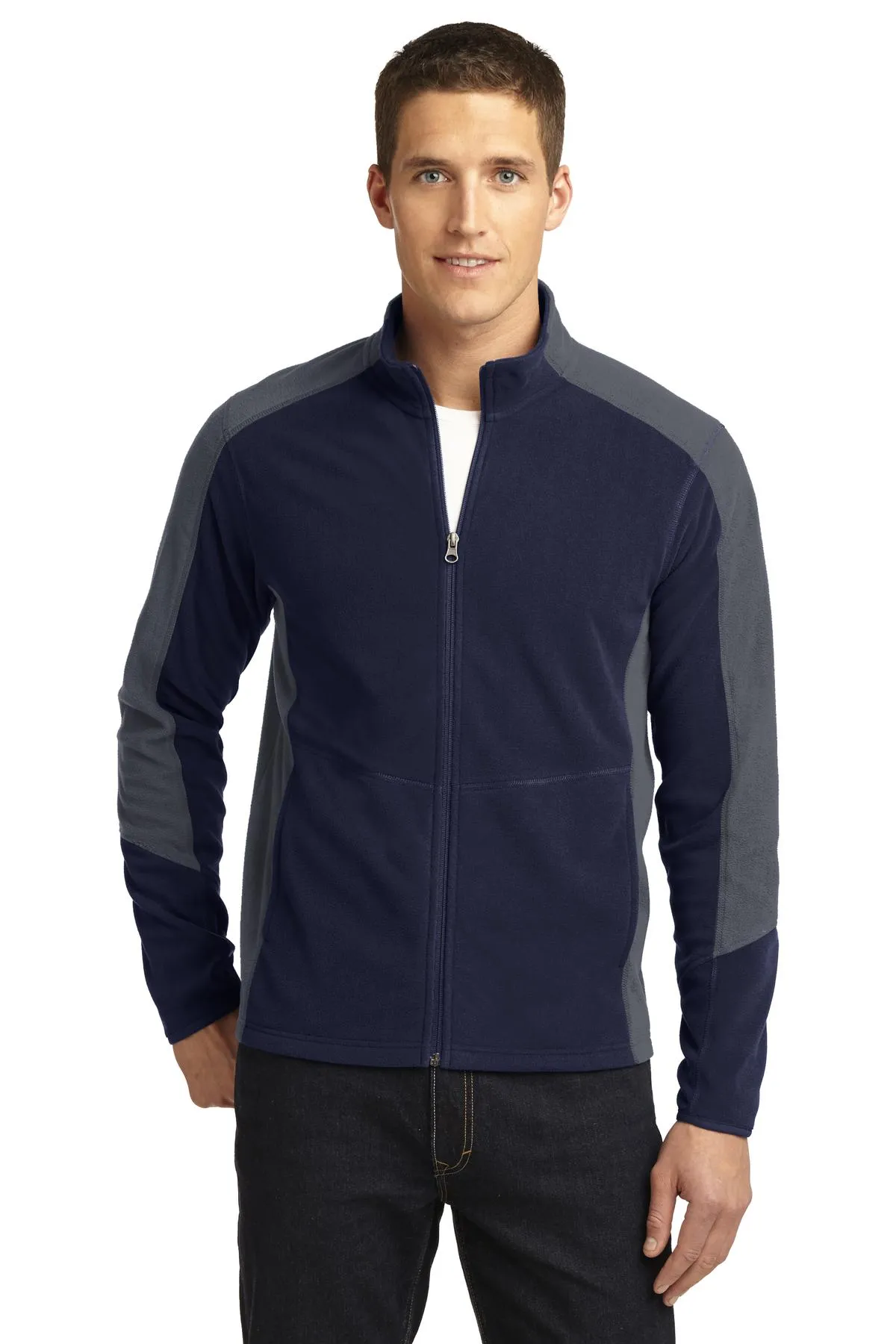 Port Authority Colorblock Microfleece Jacket F230 True Navy/ Pearl Grey