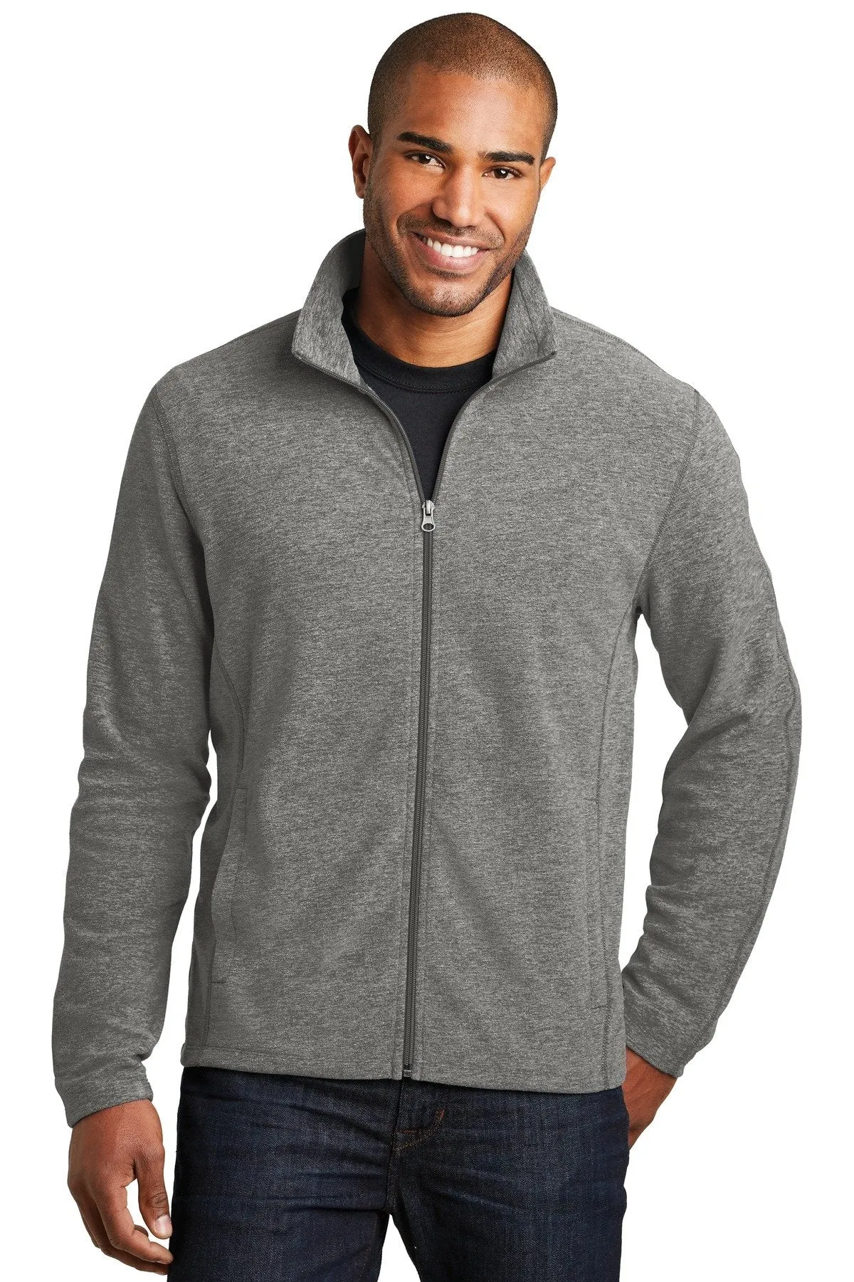 Port Authority Heather Microfleece Full-Zip Jacket F235 Pearl Grey Heather