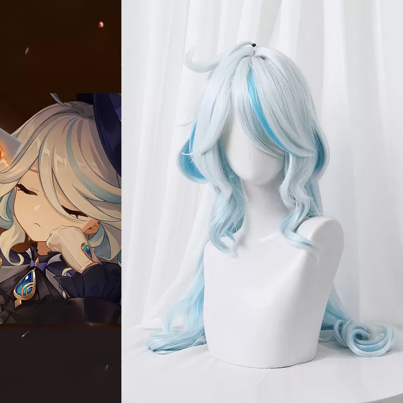 Pre-Sale Genshin Impact Furine Light Blue Mix Cosplay Wig ON1019