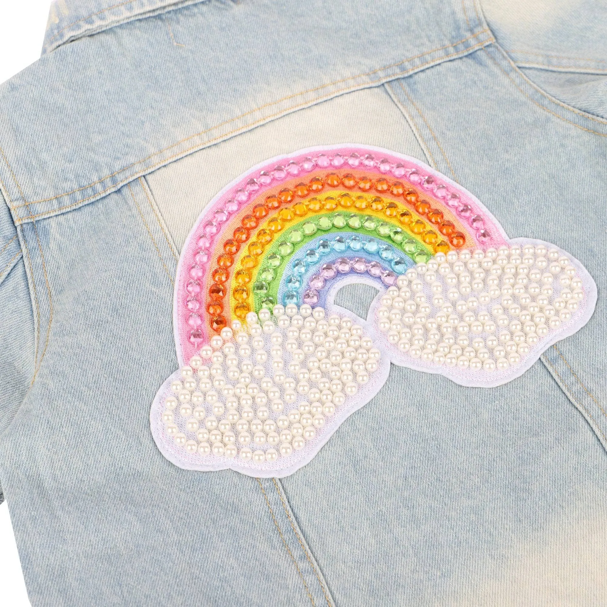 Rainbow Pearl Denim Jacket