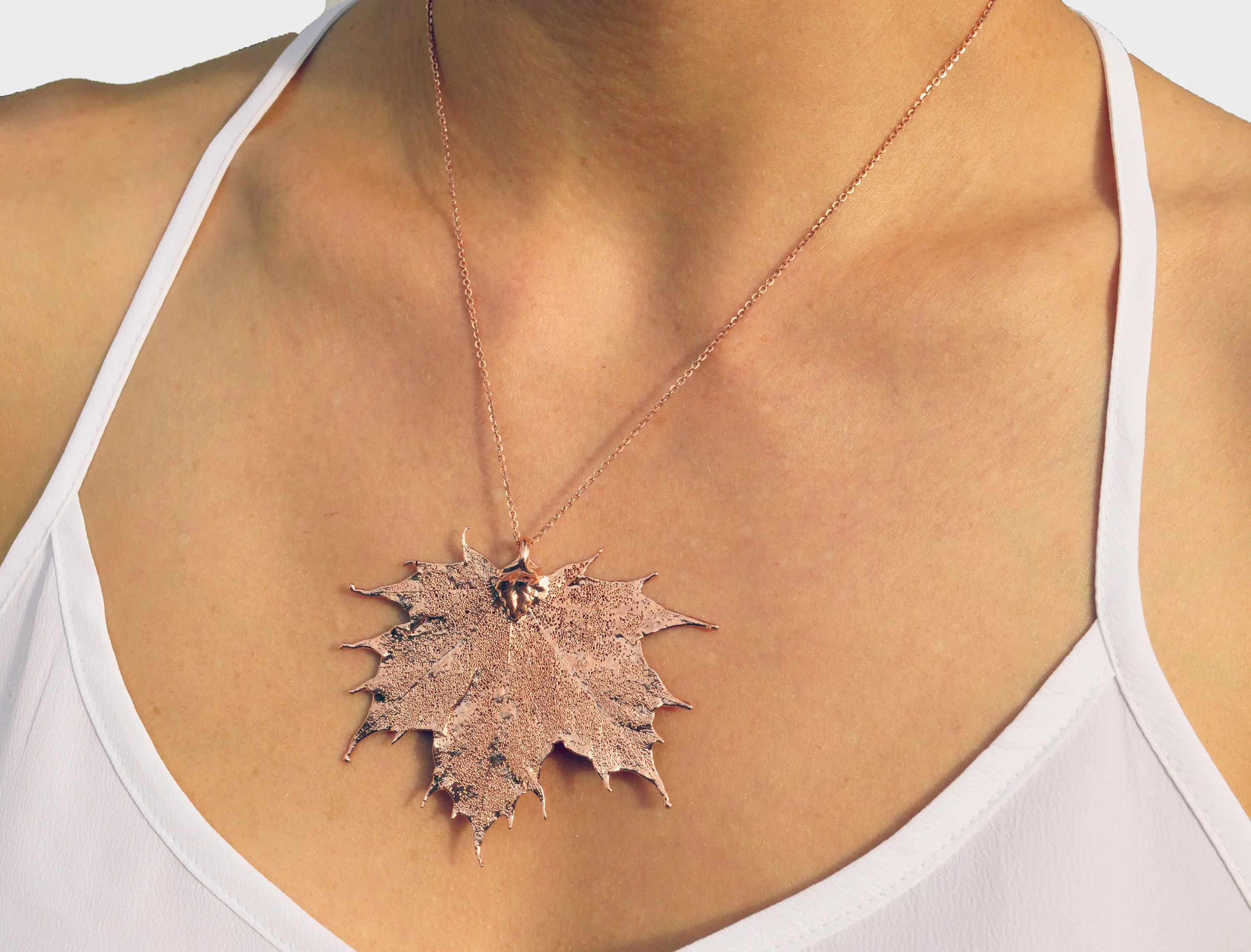 Real Leaf PENDANT Sugar Maple in Rose Gold Genuine Leaf