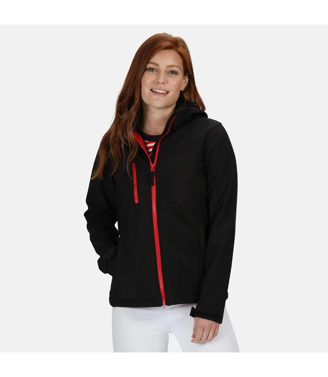 Regatta Womens/Ladies Venturer 3 Layer Membrane Soft Shell Jacket (Black/Red) - UTRG5518