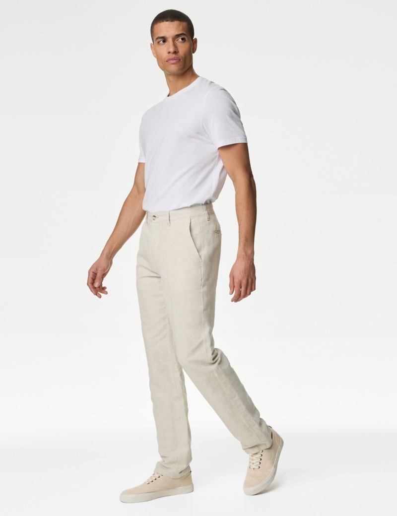 Regular Fit Linen Blend Trousers