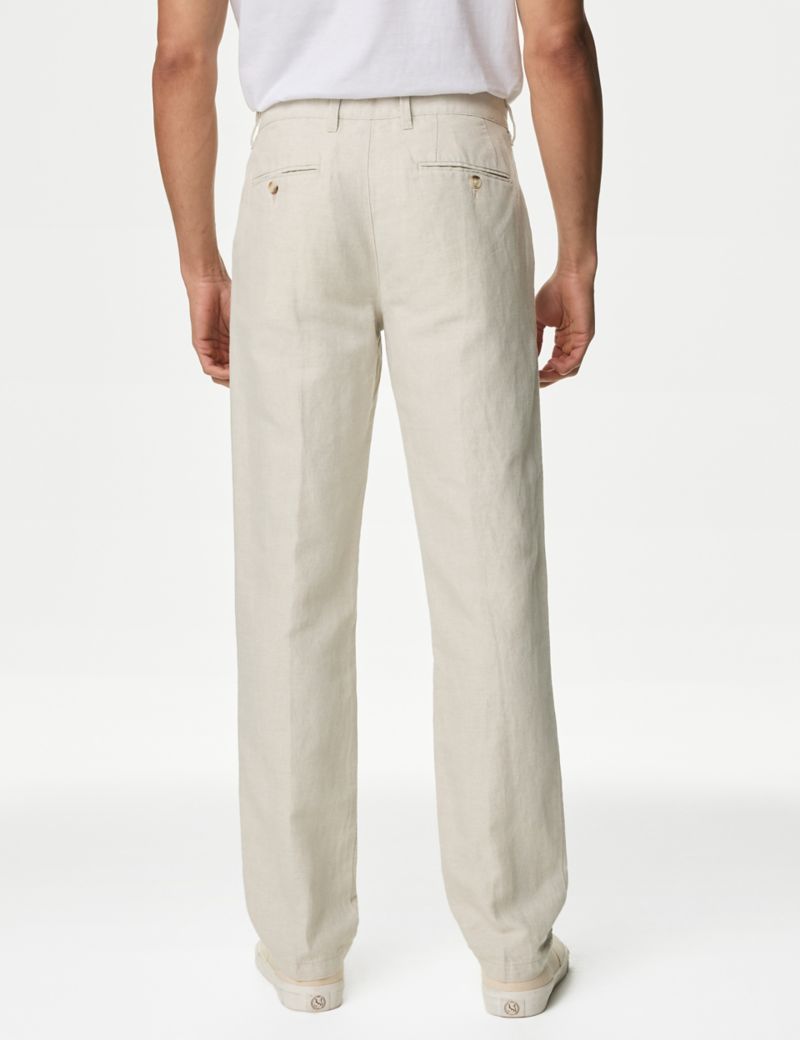 Regular Fit Linen Blend Trousers