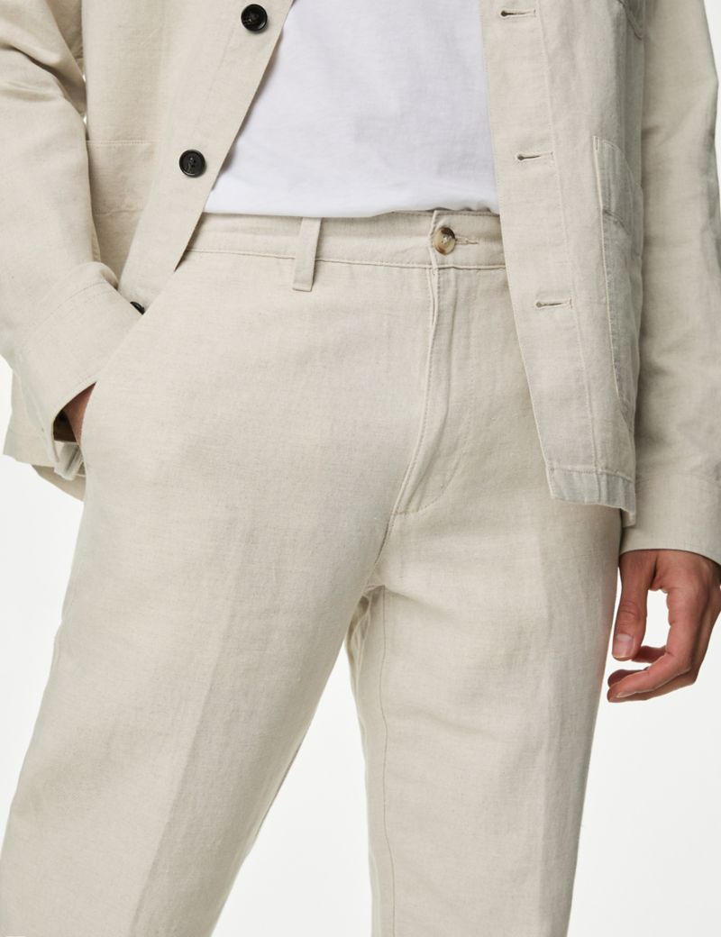 Regular Fit Linen Blend Trousers