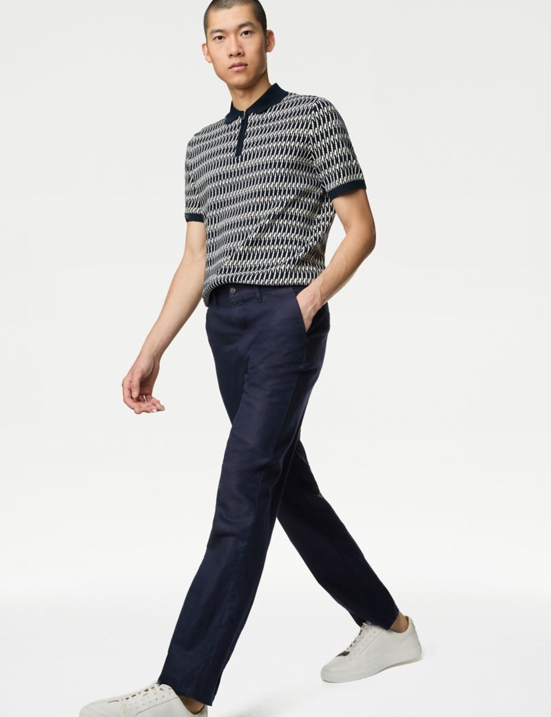 Regular Fit Linen Blend Trousers