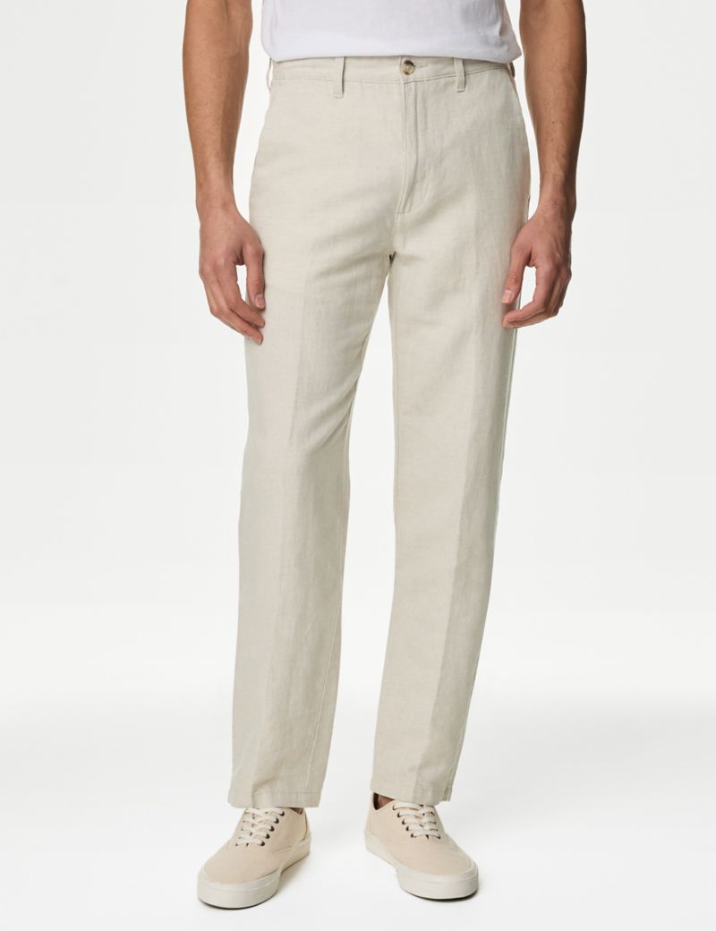 Regular Fit Linen Blend Trousers