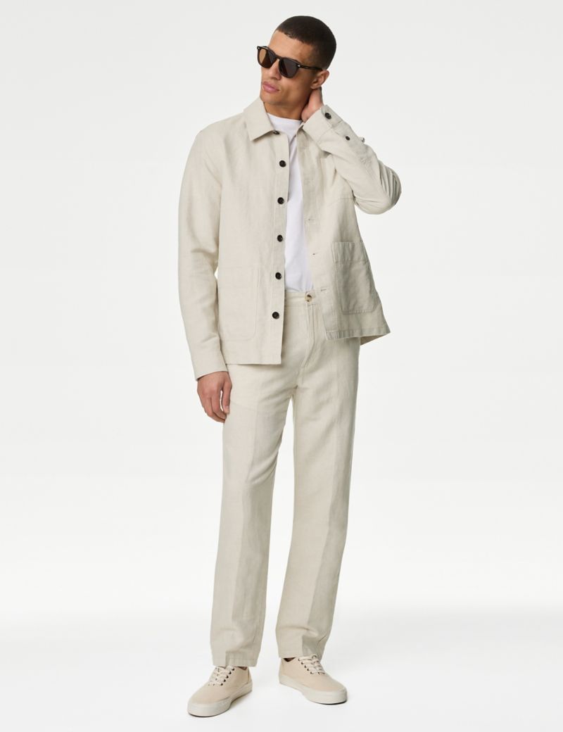 Regular Fit Linen Blend Trousers