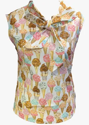 Retrolicious Bow Ice Cream 40's Top Multi