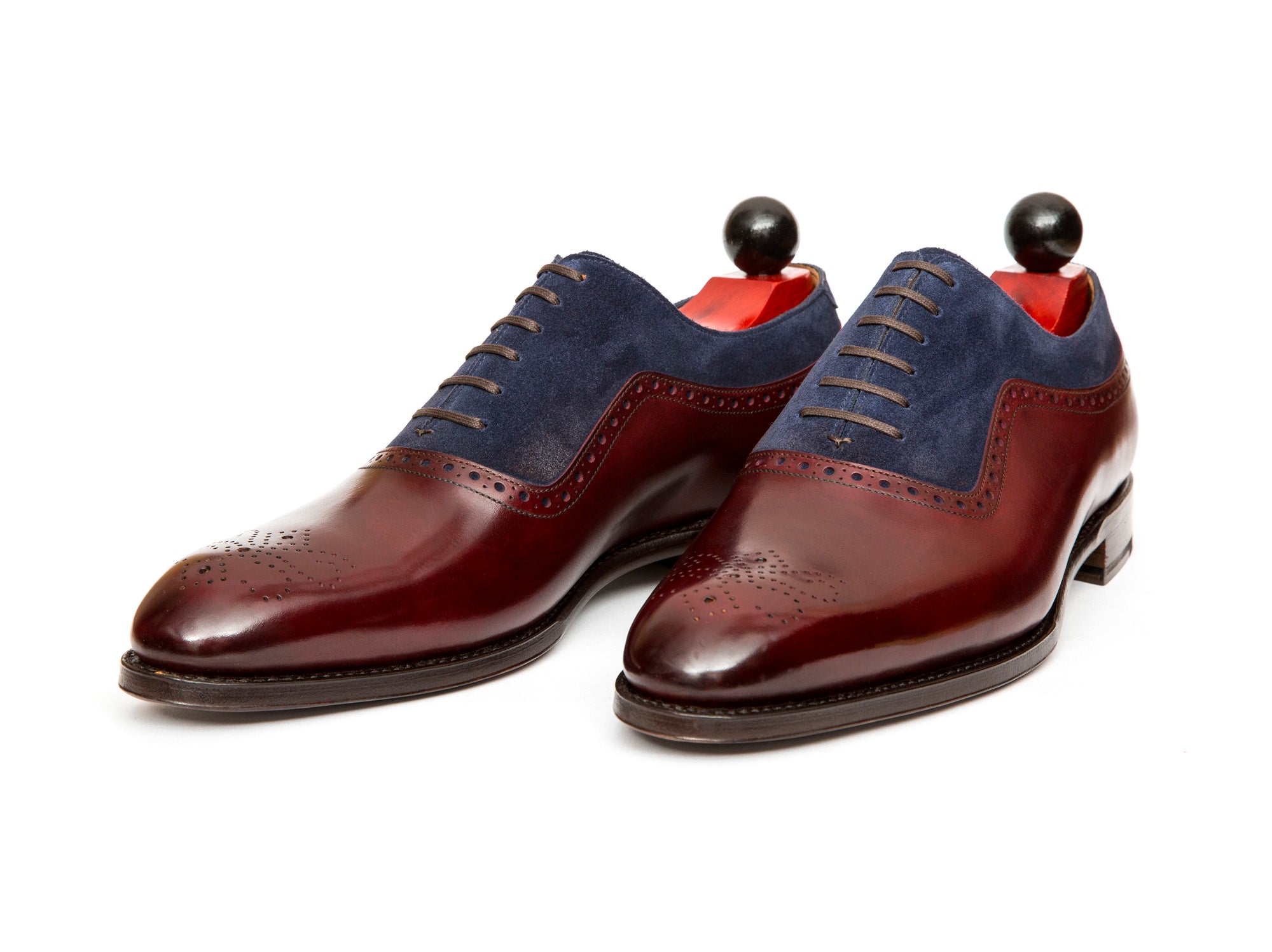 Roosevelt - MTO - Burgundy Calf / Dark Blue Suede - NGT Last - Single Leather Sole