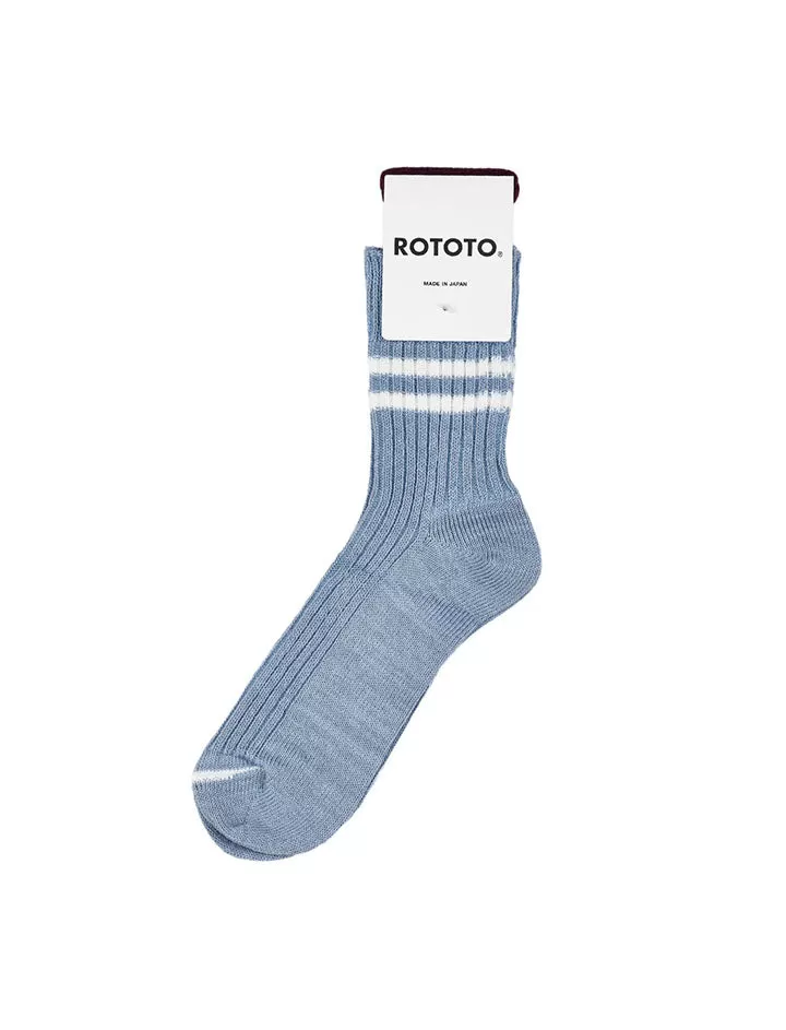 Rototo Two Stripe Light Morning Blue / White