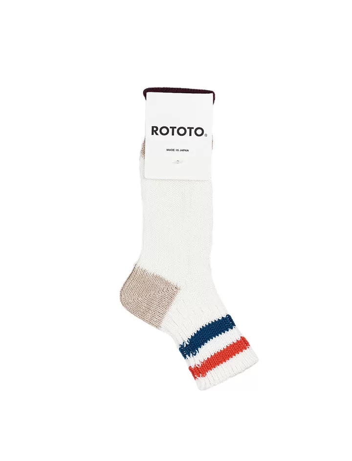 Rototo Two Stripe White / Light Red / Medium Blue