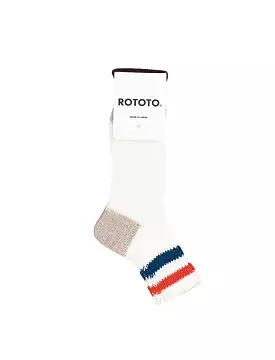 Rototo Two Stripe White / Light Red / Medium Blue